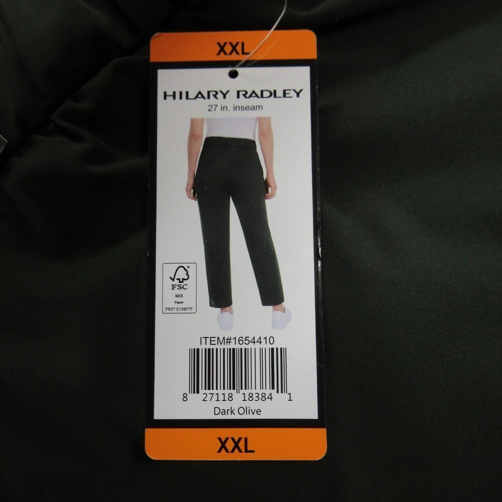 Hilary Radley Elastic Waist Pull On Stretchy Pants XXL‎ Dark Olive Green 2XL NWT - Picture 2 of 10